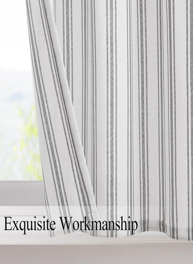 ZJDECOR Farmhouse Cafe Curtains,Black Stripes on White Cotton Blended Light Filtering Fabric,Rustic Kitchen Window Treatment,Rod Pocket Top,27" Wx36 L(Pack of 2) - Image 2